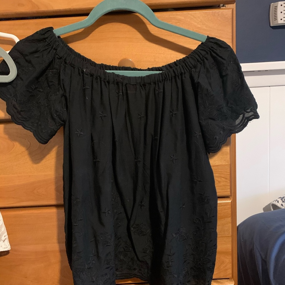 Francescas black off the shoulder blouse.